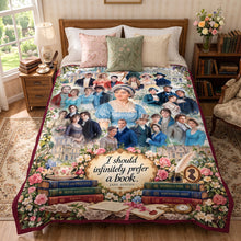 Load image into Gallery viewer, I Should Infinitely Prefer A Book - Personalized Regency Fiction Blanket for Reading Lovers Blanket PopCulturePrints
