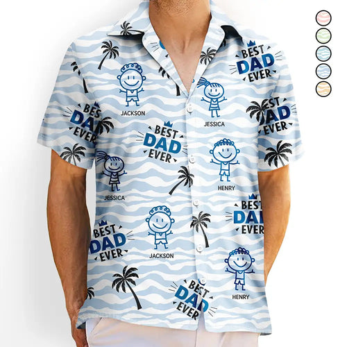“Best Dad Ever” – Personalized Hawaiian Shirt - Perfect Gift for Dads and Grandpas Hawaiian Shirt PopCulturePrints