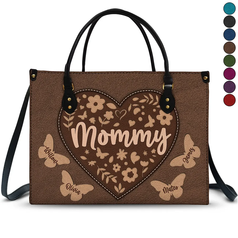 Mommy, a Heartfelt Tribute - Personalized Leather Bag for Moms and Grandmas Leather Bag PopCulturePrints