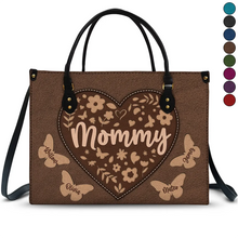 Load image into Gallery viewer, Mommy, a Heartfelt Tribute - Personalized Leather Bag for Moms and Grandmas Leather Bag PopCulturePrints
