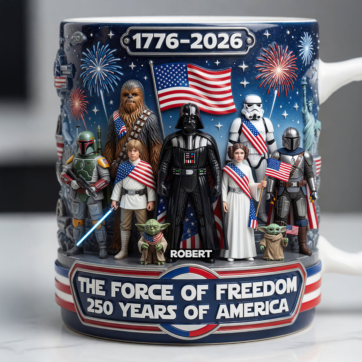 "Celebrating Freedom Together: 250 Years of America" - Personalized Magic Mug - Perfect Gift for Patriots, Friends, and Family