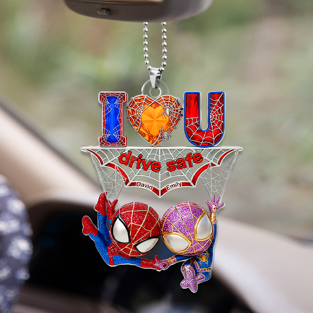 "Drive Safe, My Love!" - Personalized Wall-Crawler Couple Car Ornament for Couples Ornament PopCulturePrints