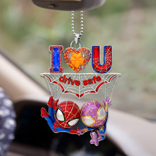 Load image into Gallery viewer, &quot;Drive Safe, My Love!&quot; - Personalized Wall-Crawler Couple Car Ornament for Couples Ornament PopCulturePrints
