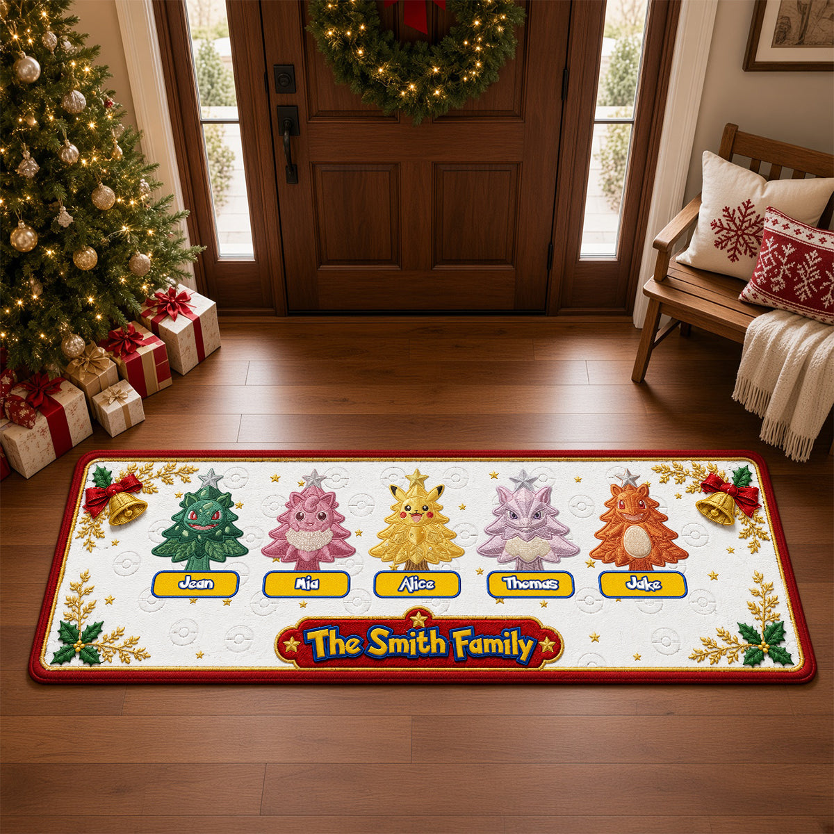 Bring Joy Home! Personalized Christmas Family Runner Rug - Unique Gift for Families