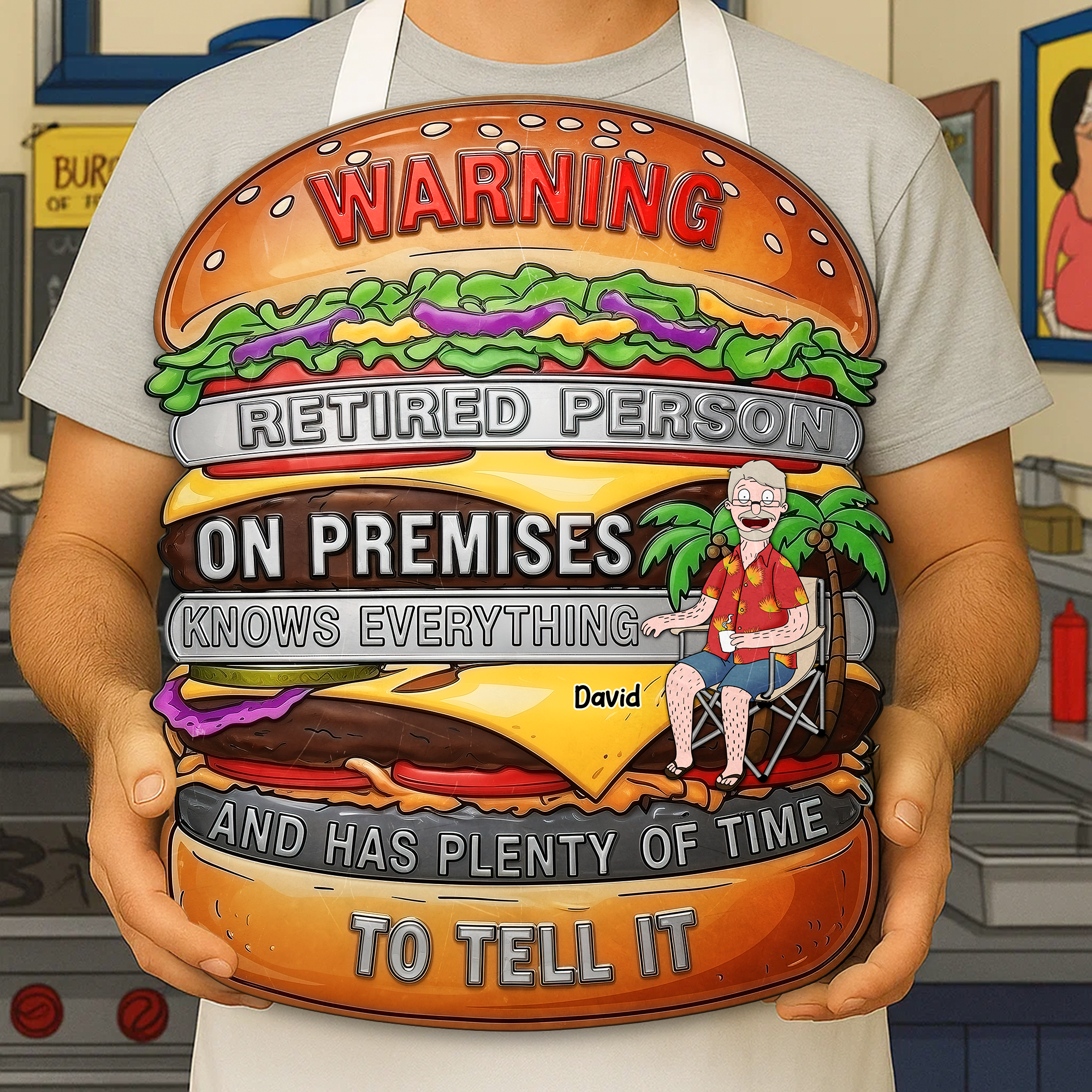 Warning: Retired Person On Premises - Personalized Metal Sign Metal Signs PopCulturePrints