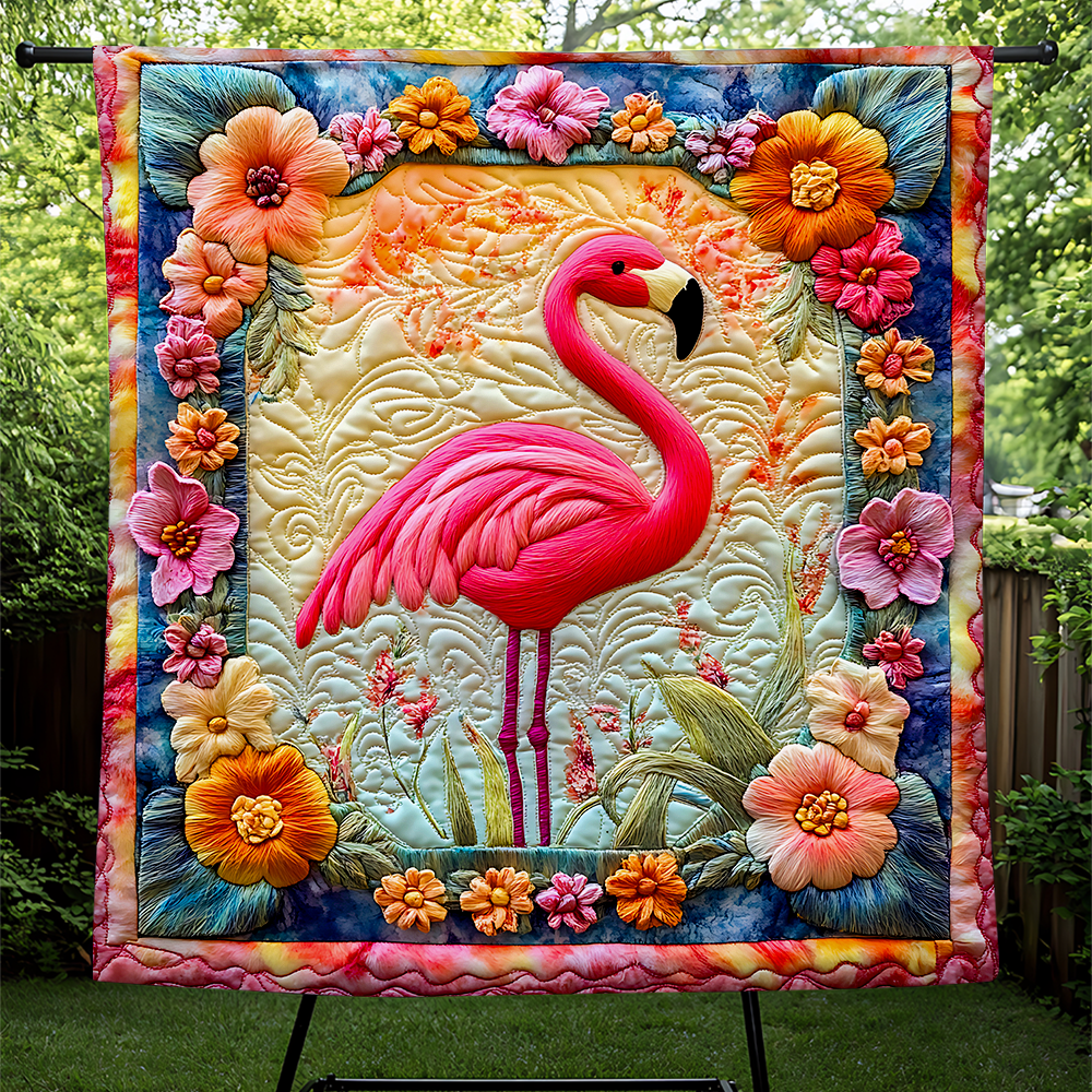 Personalized Flamingo Quilt Bed Set - Christmas Edition Blanket PopCulturePrints