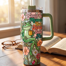 Load image into Gallery viewer, Jesus Mean Frog Tumbler With Handle - Personalized Gifts For Christian 01PAQN170726 Tumbler Cup PopCulturePrints
