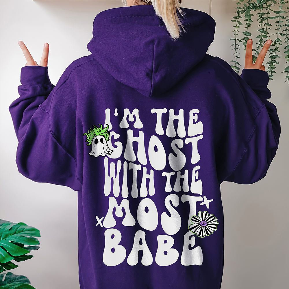 Spooky Green-Haired Ghost Halloween Sweatshirt For Horror Fans