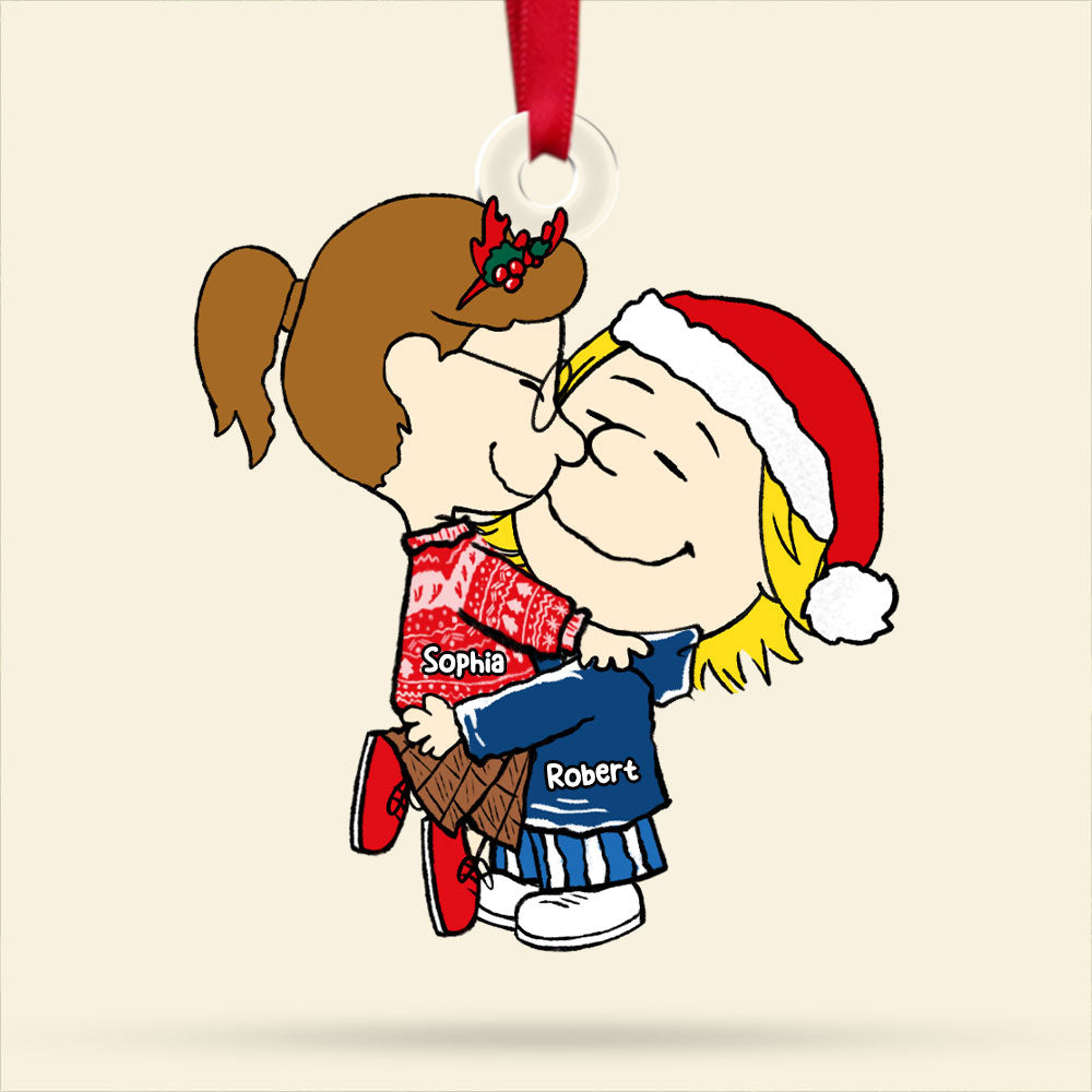 Custom Cartoon Couple Christmas Ornament Gift