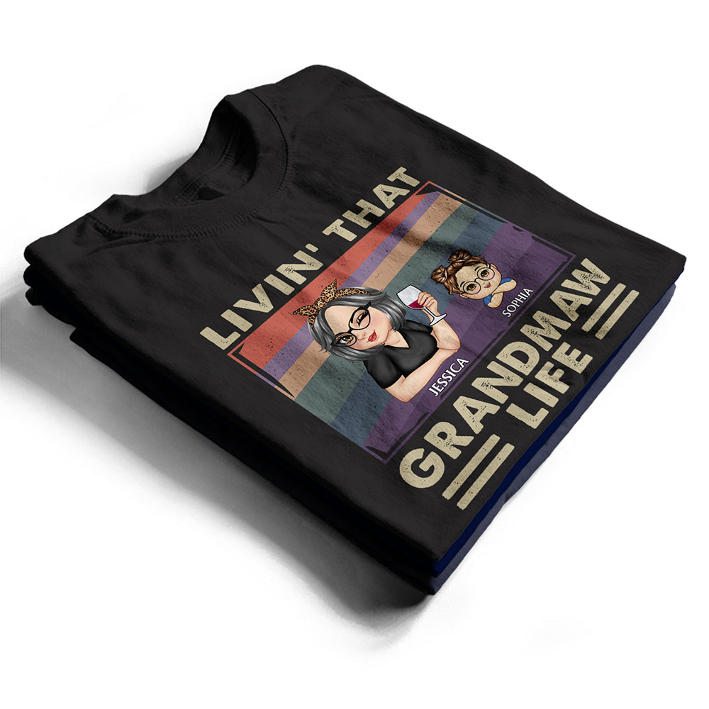 Livin' That Grandma Life Vintage - Personalized T-Shirt for Grandma, Mom, and Family T-shirt PopCulturePrints