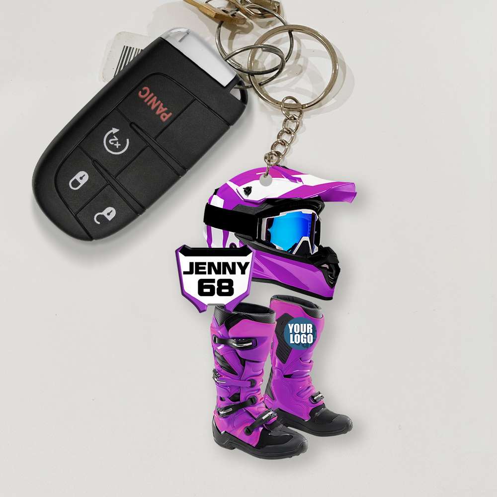 Custom Motocross Lover Keychain with Name and Number Keychains PopCulturePrints