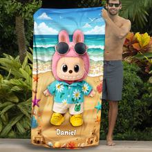 Load image into Gallery viewer, &quot;Bring Joy to Your Beach Day!&quot; Cute Bunny Beach Towel - Personalized Gift for Kids and Fans Beach Towel PopCulturePrints
