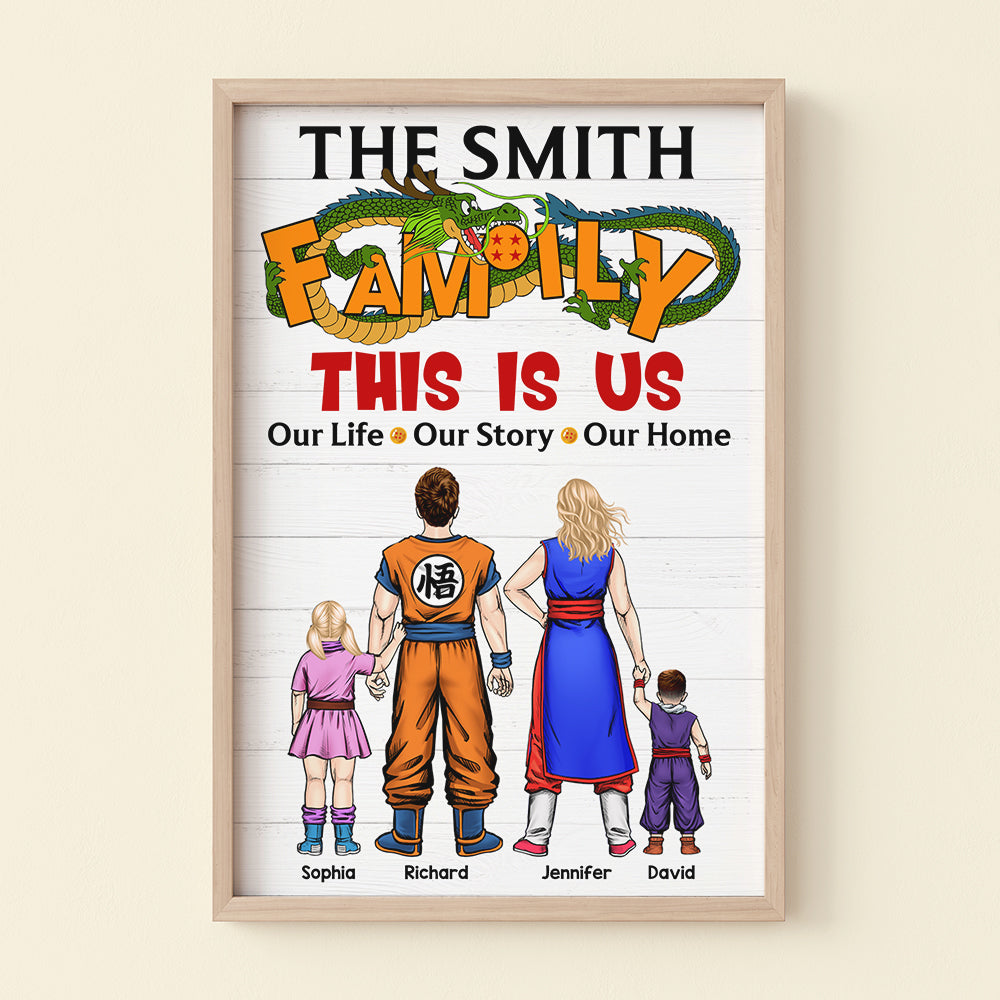 Personalized Dragon Ball Z Family Canvas Print - Custom Anime Home Decor