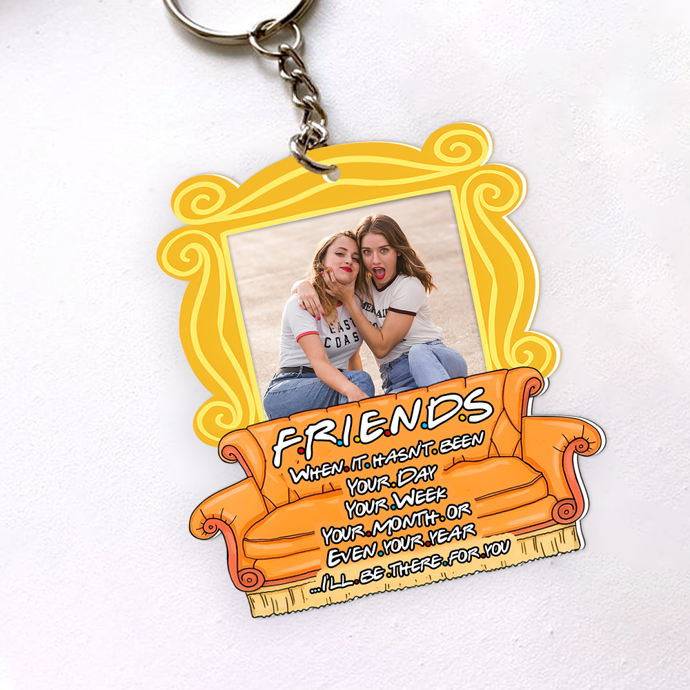 Personalized Friends Photo Keychain - 'Besties Always Have Your Back'