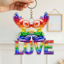 Load image into Gallery viewer, Love is Love: Personalized LGBT Couple Keychain - Unique Gift for Couples

