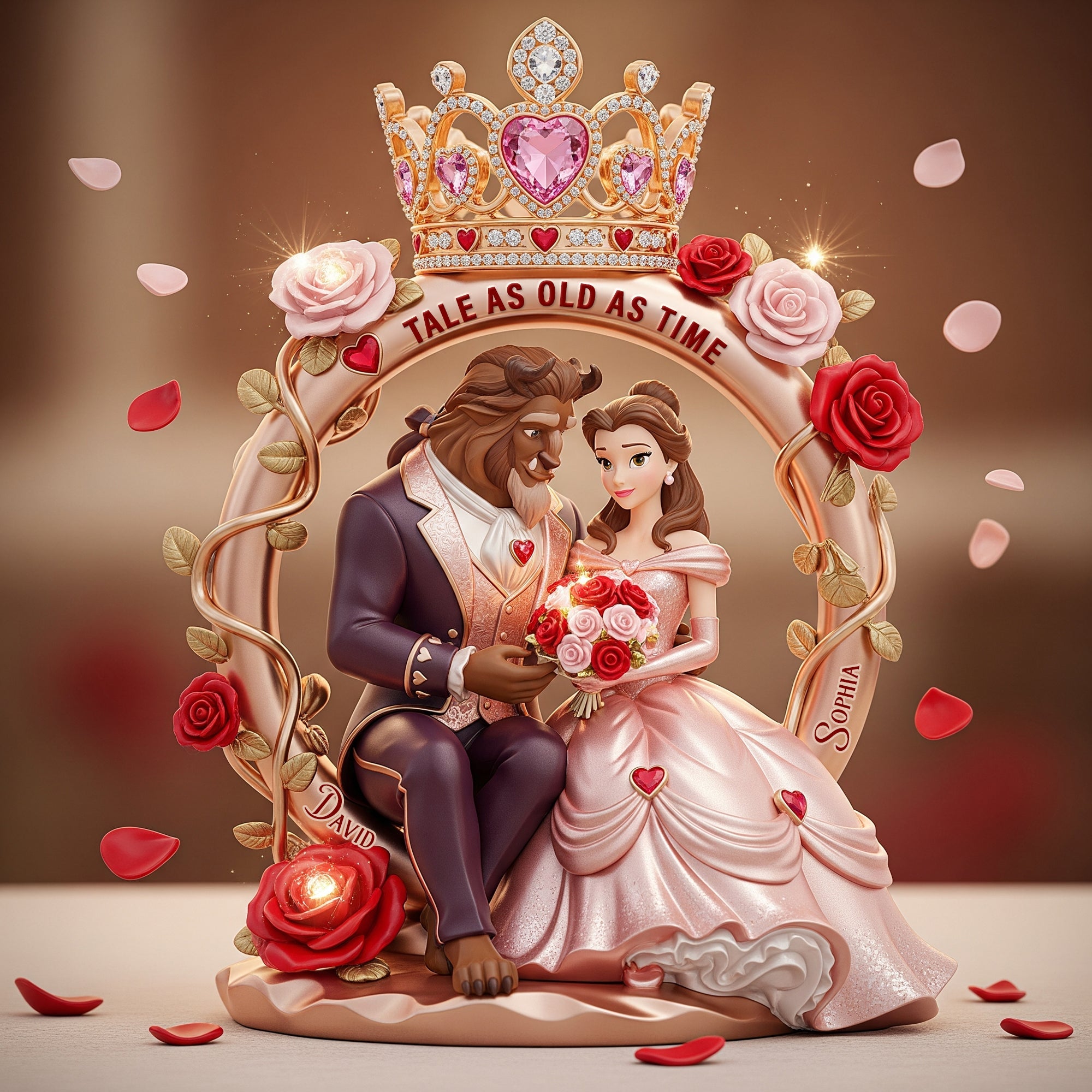 "Tale as Old as Time" - Personalized Romantic Couple Acrylic Light Box - Gift for Couples and Lovers Light Box PopCulturePrints
