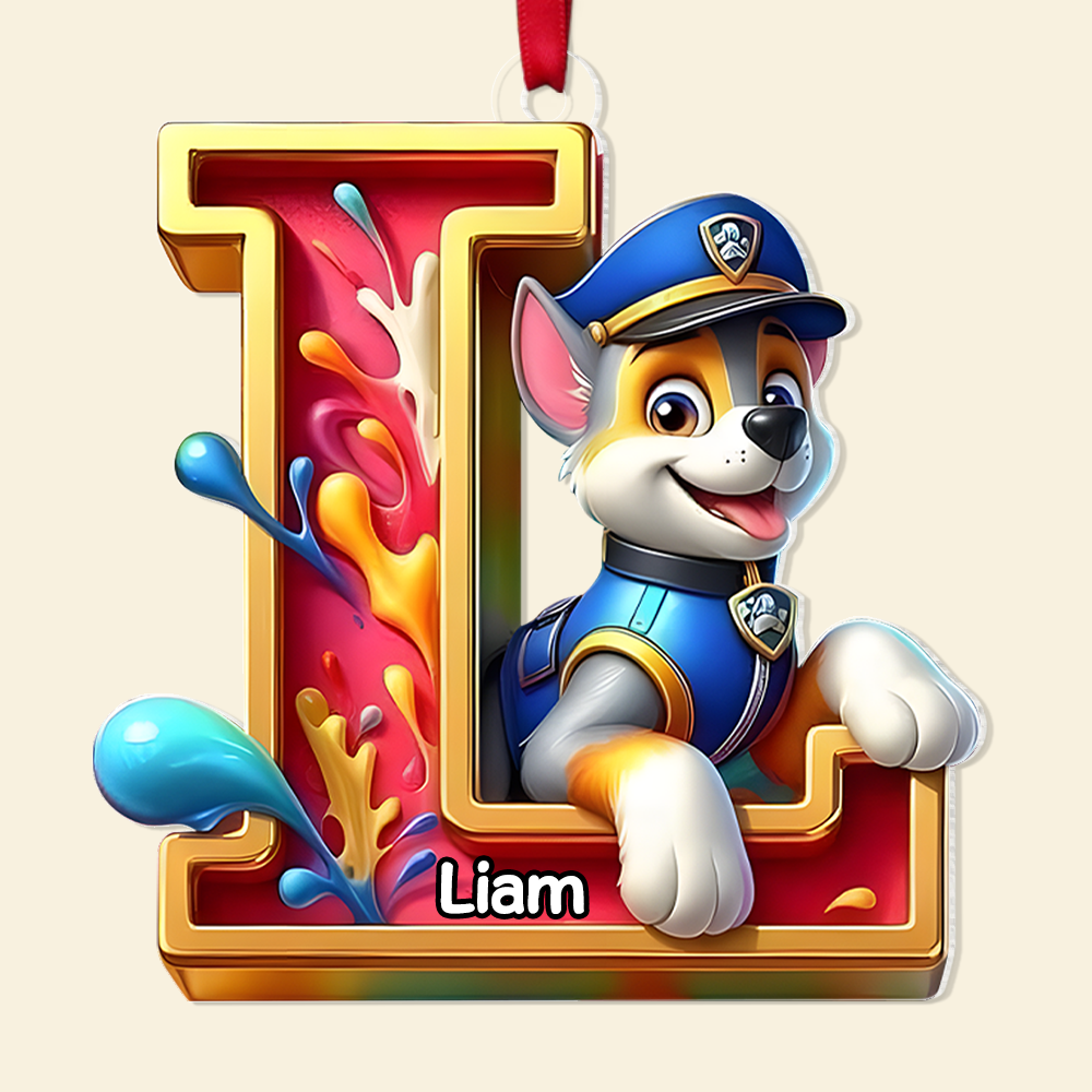 Personalized Christmas Ornament for Dog Lovers - Letter 'L' Ornament PopCulturePrints