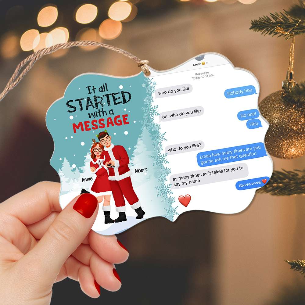 Personalized Couple Christmas Ornament - Love Message Gift & Valentine's Day Gifts Ornament PopCulturePrints