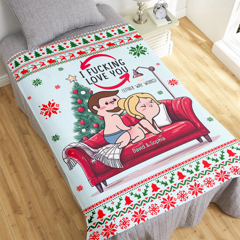 Personalized Naughty Christmas Blanket for Couples - Fun & Romantic Valentine’s Day Gifts Blanket PopCulturePrints