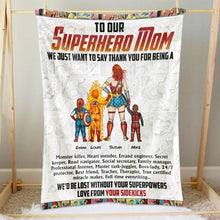 Load image into Gallery viewer, Superhero Mom Personalized Blanket - Custom Names Gift Blanket PopCulturePrints
