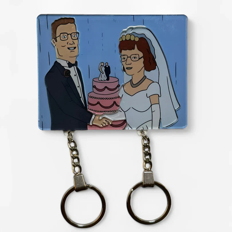 Personalized Cartoon Wedding Keychain Holder for Couples - Keepsake Gift