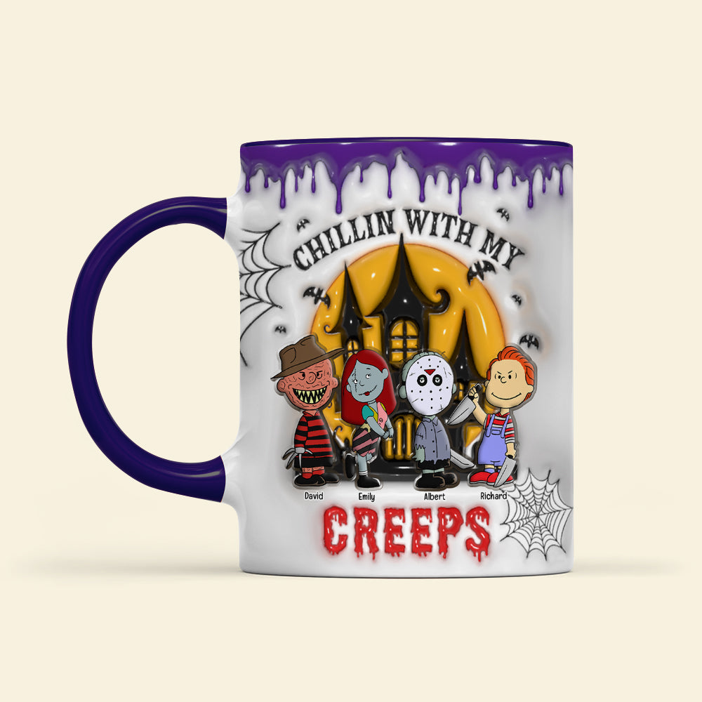 Personalized Halloween Coffee Mug - Chillin' With My Creeps for Grandma