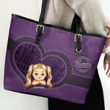 Load image into Gallery viewer, Best Mom Ever - Personalized Leather Tote Bag | A Heartfelt Gift for Moms and Grandmas Leather Tote Bag PopCulturePrints
