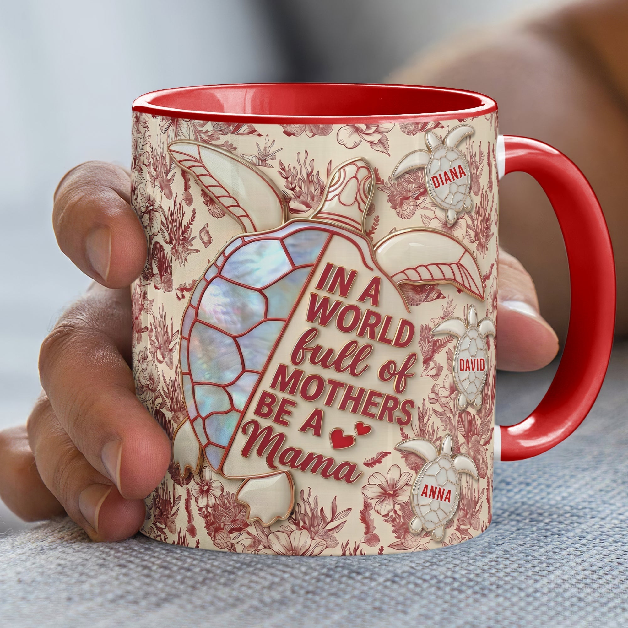 In a World Full of Mothers, Be a Mama - Personalized Mama Turtle & Her Babies Mug Coffee Mug PopCulturePrints
