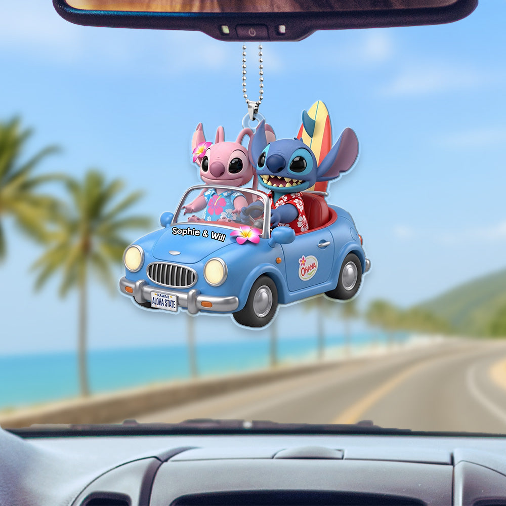 Cute Alien Couple Car Ornament - Personalized Gift for Couples Ornament PopCulturePrints