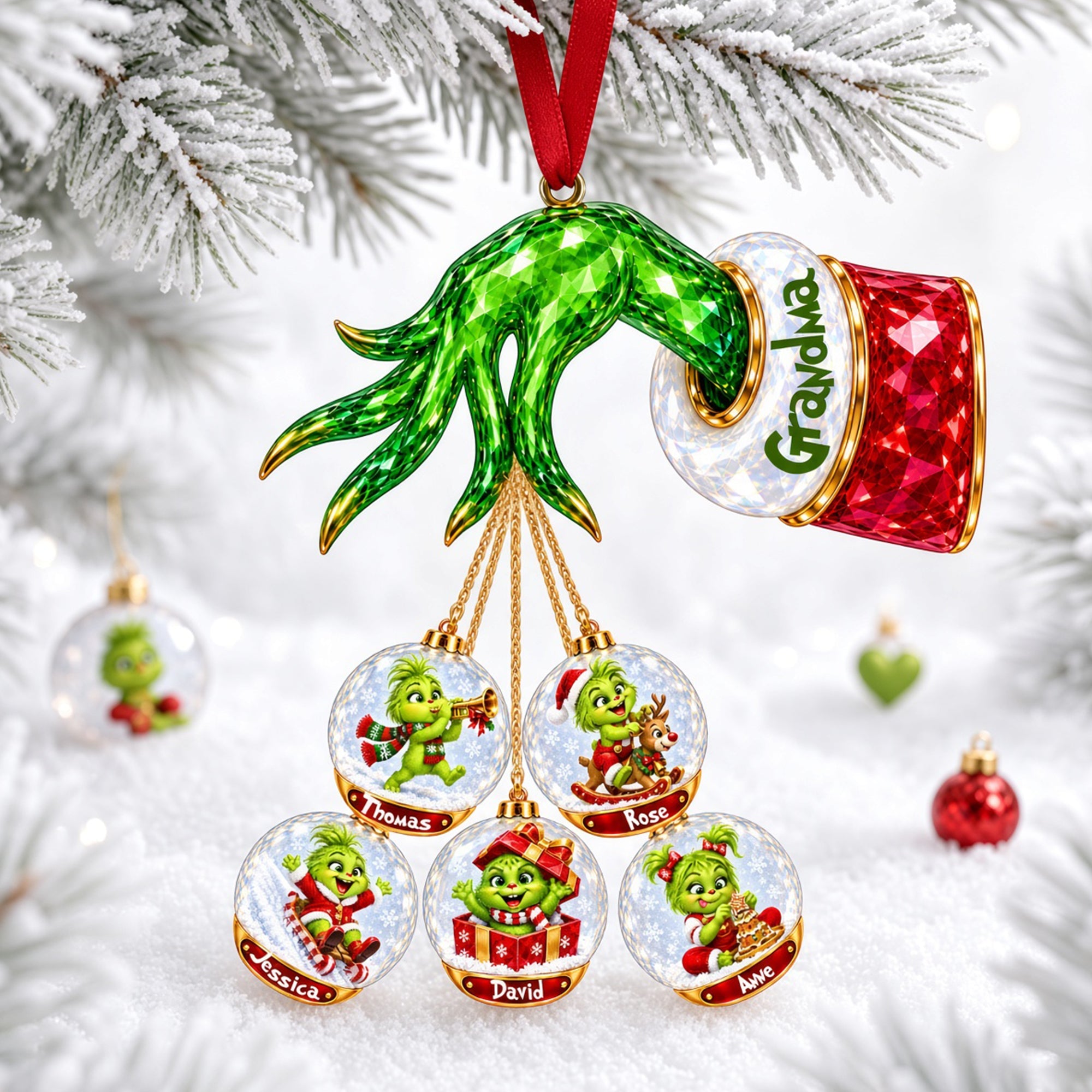 “Celebrate Family Mischief” - Furry Mischief Family Acrylic Ornament - Personalized Christmas Gifts for Loved Ones