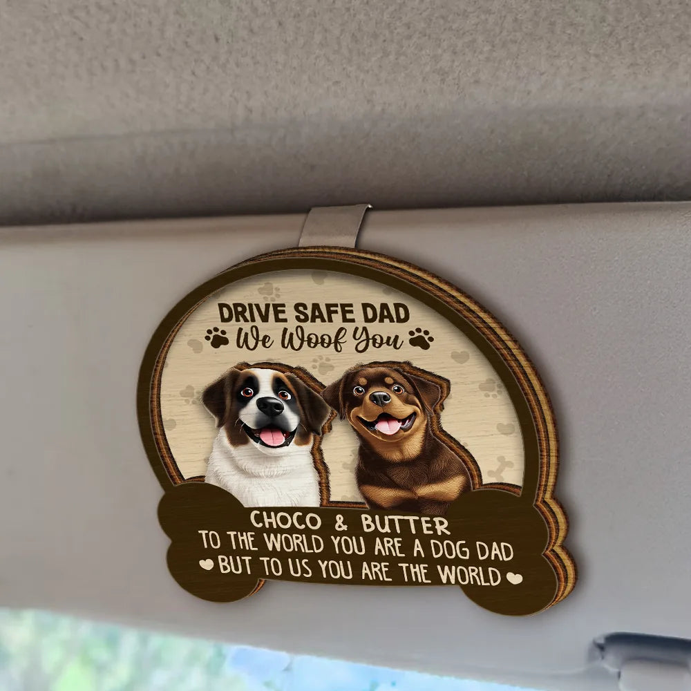 Drive Safe Mom - I Woof You 3D Dog Visor Clip - Personalized Gift for Dog Moms Car Visor Clip PopCulturePrints