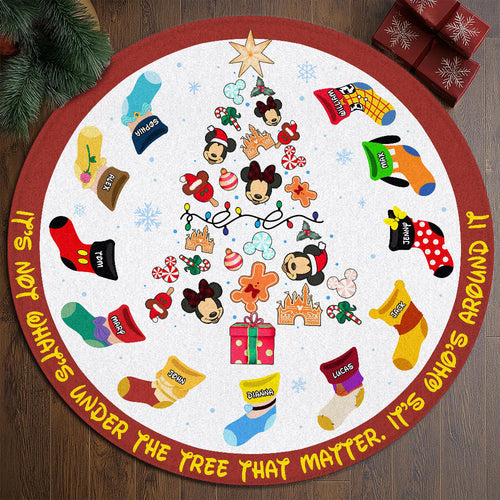 Personalized Family Christmas Socks Round Rug Doormat PopCulturePrints