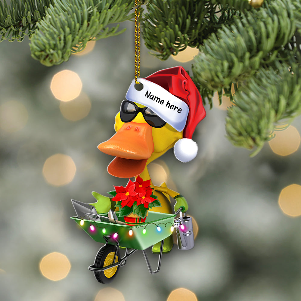 Personalized Gardening Duck Christmas Ornament - Unique Xmas Gift for Gardeners