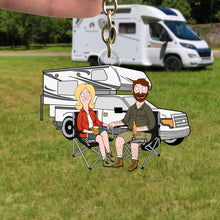 Load image into Gallery viewer, Camping Adventures Await - Personalized Keychain for Couples Keychains PopCulturePrints
