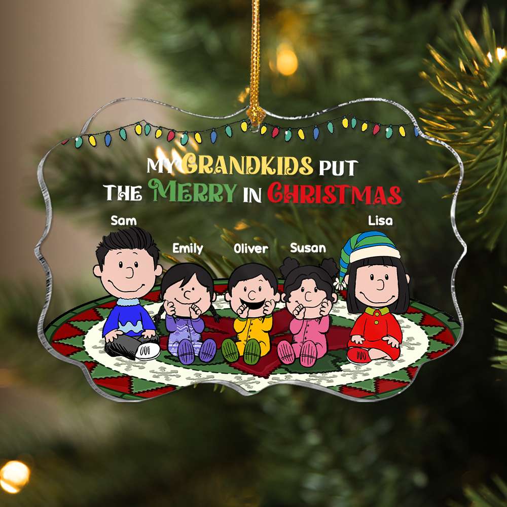 Personalized Grandkids Christmas Acrylic Ornament