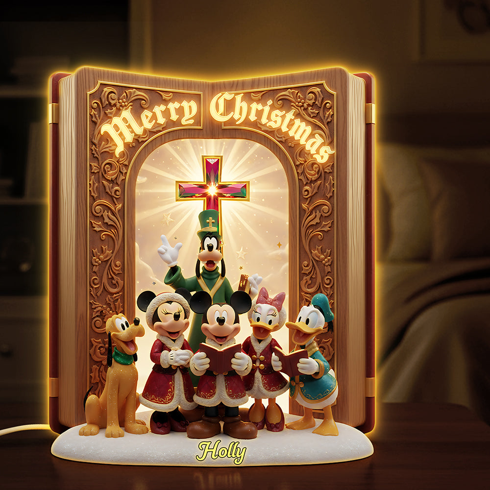 "Celebrate the Season with Joy!" - Christmas Singing Acrylic Light Box, Personalized Gift for Jesus Lovers and Disney Fans Light Box PopCulturePrints