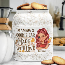 Load image into Gallery viewer, Grandma&#39;s Cookie Jar Made With Love - Personalized Cookie Jar for Grandmas &amp; Cookie Lovers Cookie Jar PopCulturePrints
