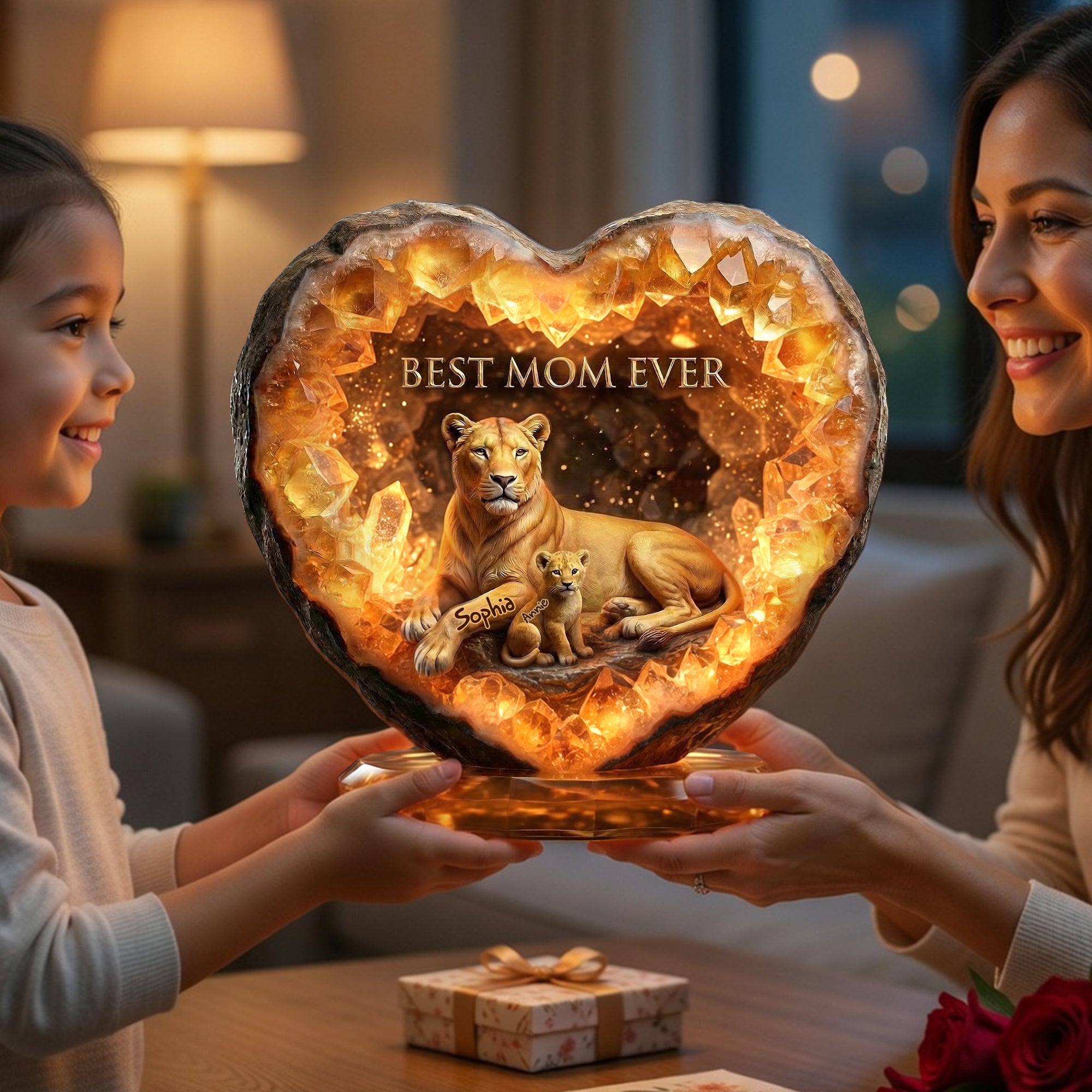 Best Lion Mom Ever - Personalized Acrylic Light Box for Mother's Day Gifts Light Box PopCulturePrints