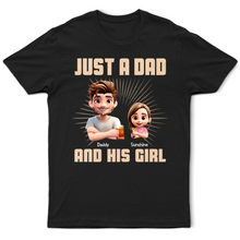 Load image into Gallery viewer, Just A Dad And His Girl - Personalized 3D Effect T-Shirt T-shirt PopCulturePrints
