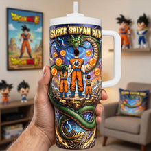 Load image into Gallery viewer, "Unleash Legendary Power with Super Saiyan Dad!" - Personalized Tumbler for Dads, Grandpas, and Any Dad in Your Life Tumbler Cup PopCulturePrints
