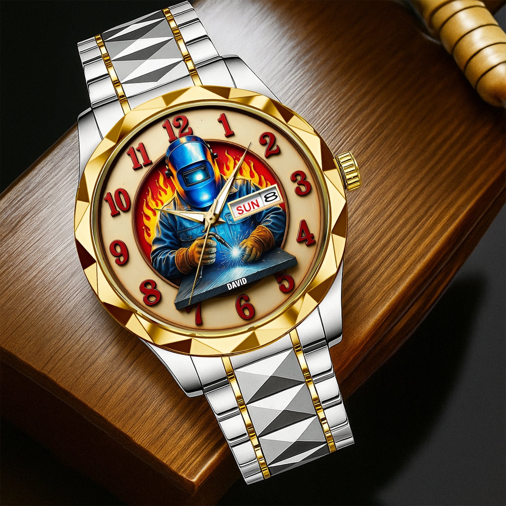 Personalized Welder's Timepiece | Custom Steel Men's Watch for Welding Enthusiasts Men's Watch PopCulturePrints