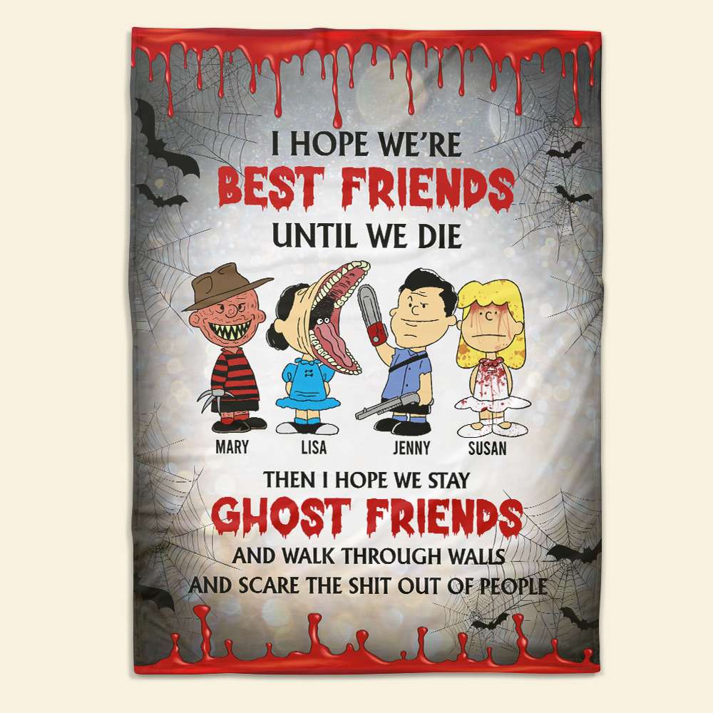 Personalized Halloween Best Friends Ghost Blanket - Custom Names