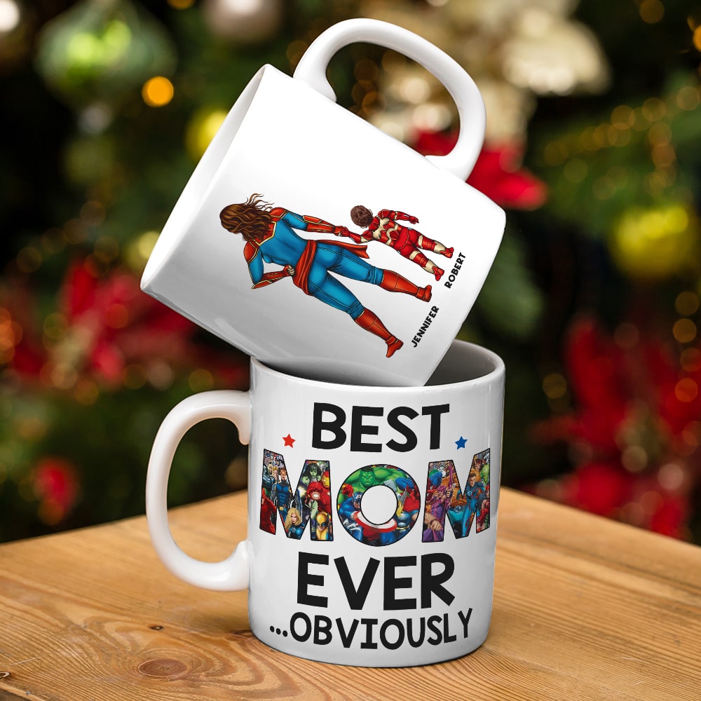 Super Mom Personalized Coffee Mug - Custom Family Gift Coffee Mug PopCulturePrints