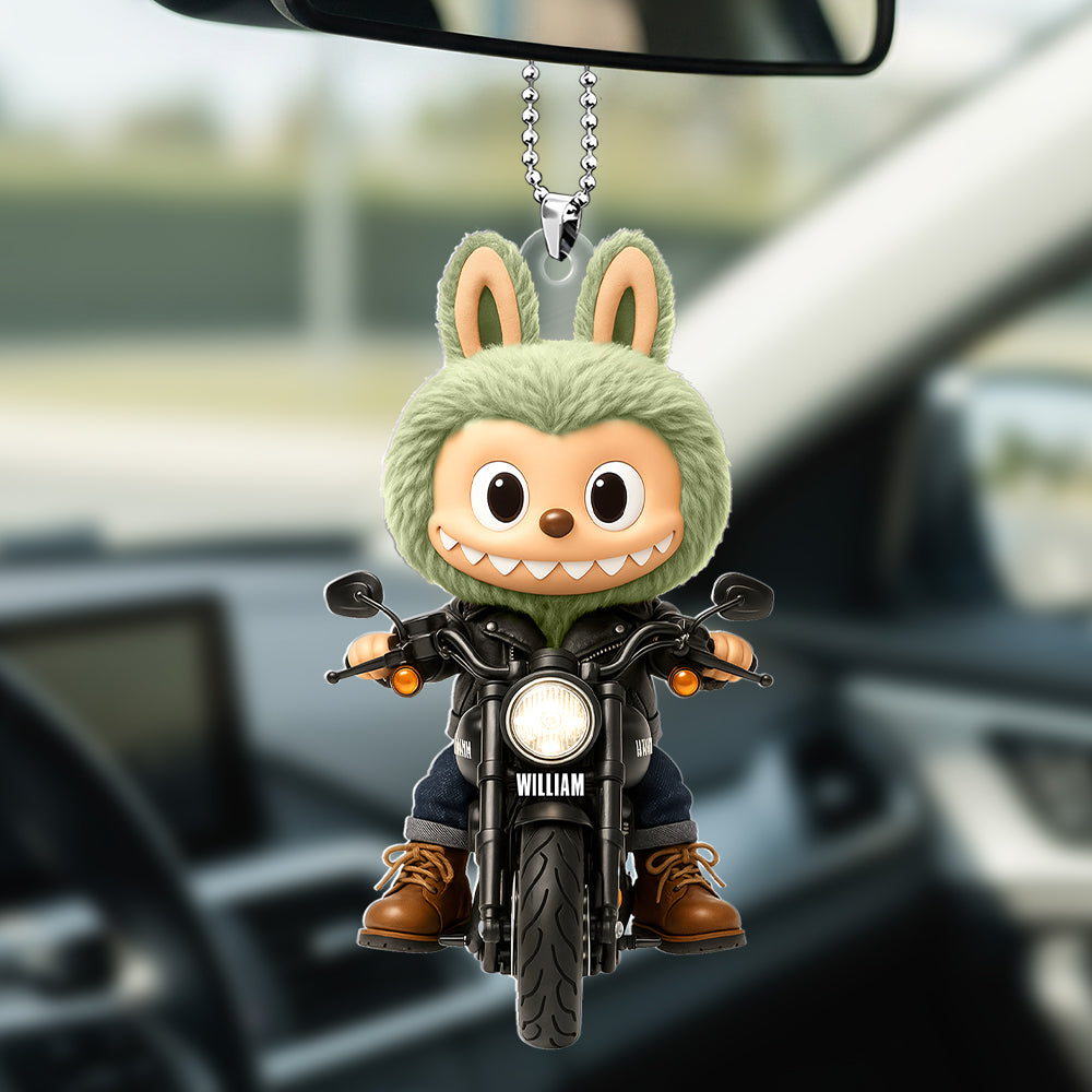 Ride Happy: Cute Doll Car Ornament - Personalized Gifts for Motorcycle Lovers Ornament PopCulturePrints
