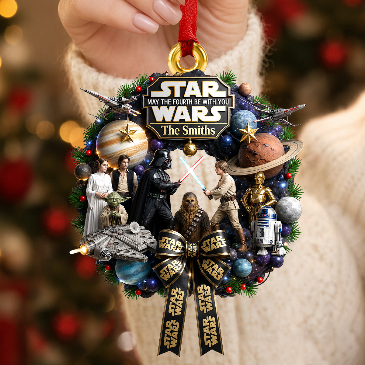 “May The Fourth Be With You” - Personalized Star Wars Christmas Battle Acrylic Ornament - Custom Gift for Fans and Family