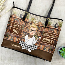 Load image into Gallery viewer, Reading Just A Girl Who Loves Books - Personalized Leather Tote Bag Leather Tote Bag PopCulturePrints
