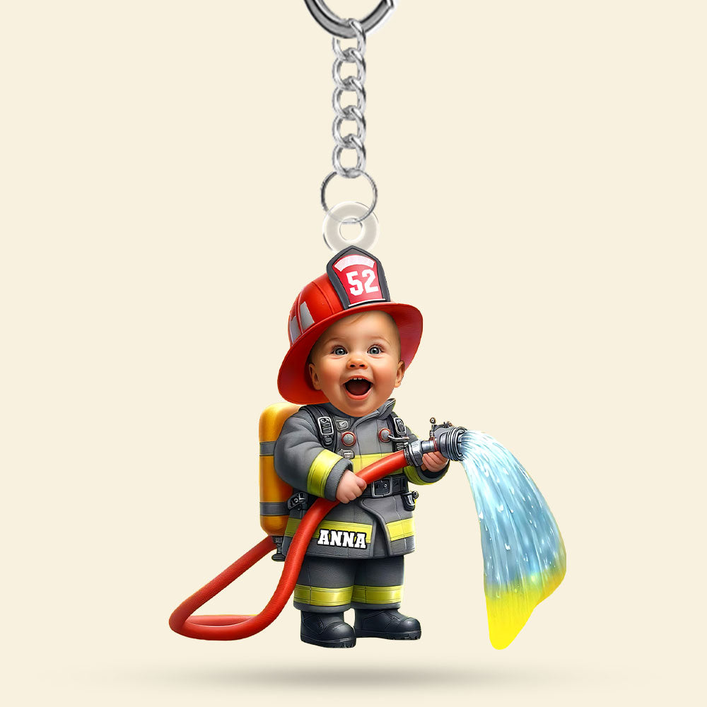 Personalized Kids Firefighter & Police Keychain Gift Keychains PopCulturePrints
