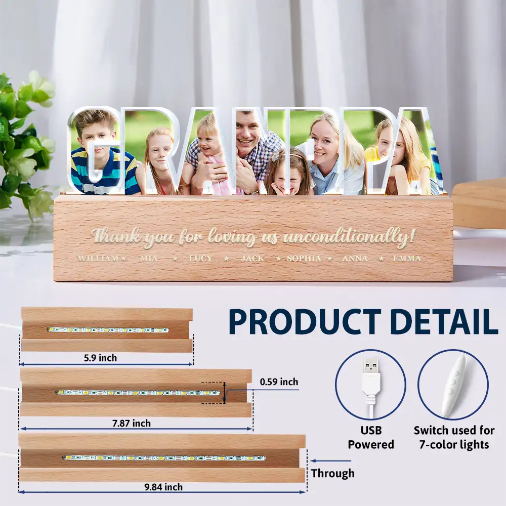 Thank You, Papa! Personalized Custom LED Light - Perfect Gift for Grandpa, Father's Day, Birthdays Custom Shaped LED Light PopCulturePrints