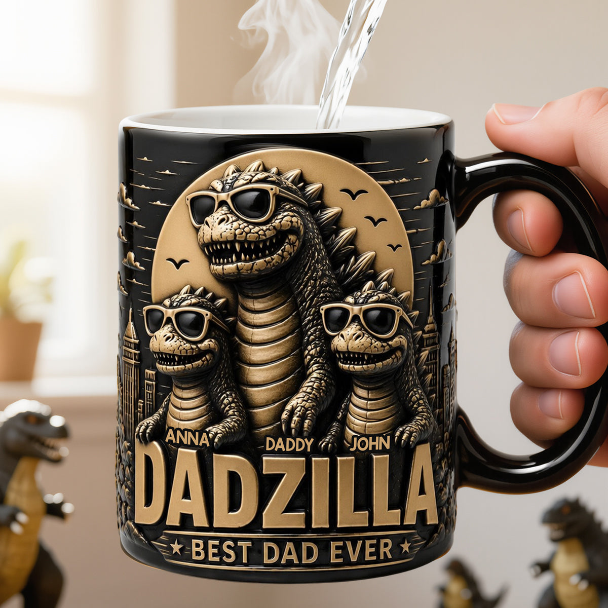 "Dadzilla: Best Dad Ever" - Personalized Giant Creature Retro Magic Mug for Dads and Grandpas Coffee Mug PopCulturePrints