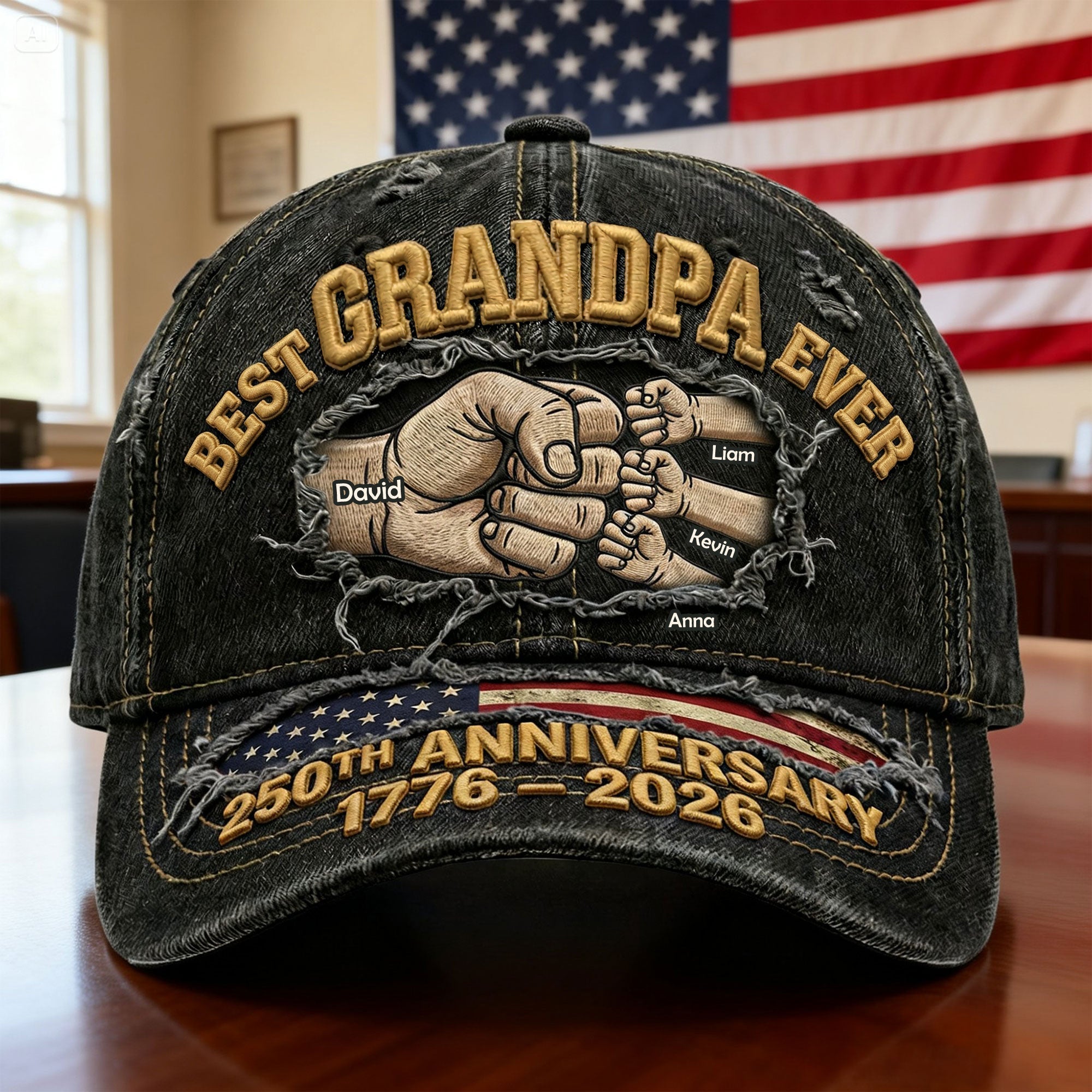 "Best Grandpa Ever" - Personalized Classic Cap for Dad & Grandpa - 250th Anniversary Gift Caps PopCulturePrints